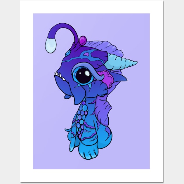 Blue and Purple Baby Angler Dragon Wall Art by Bitty Bitey Ones